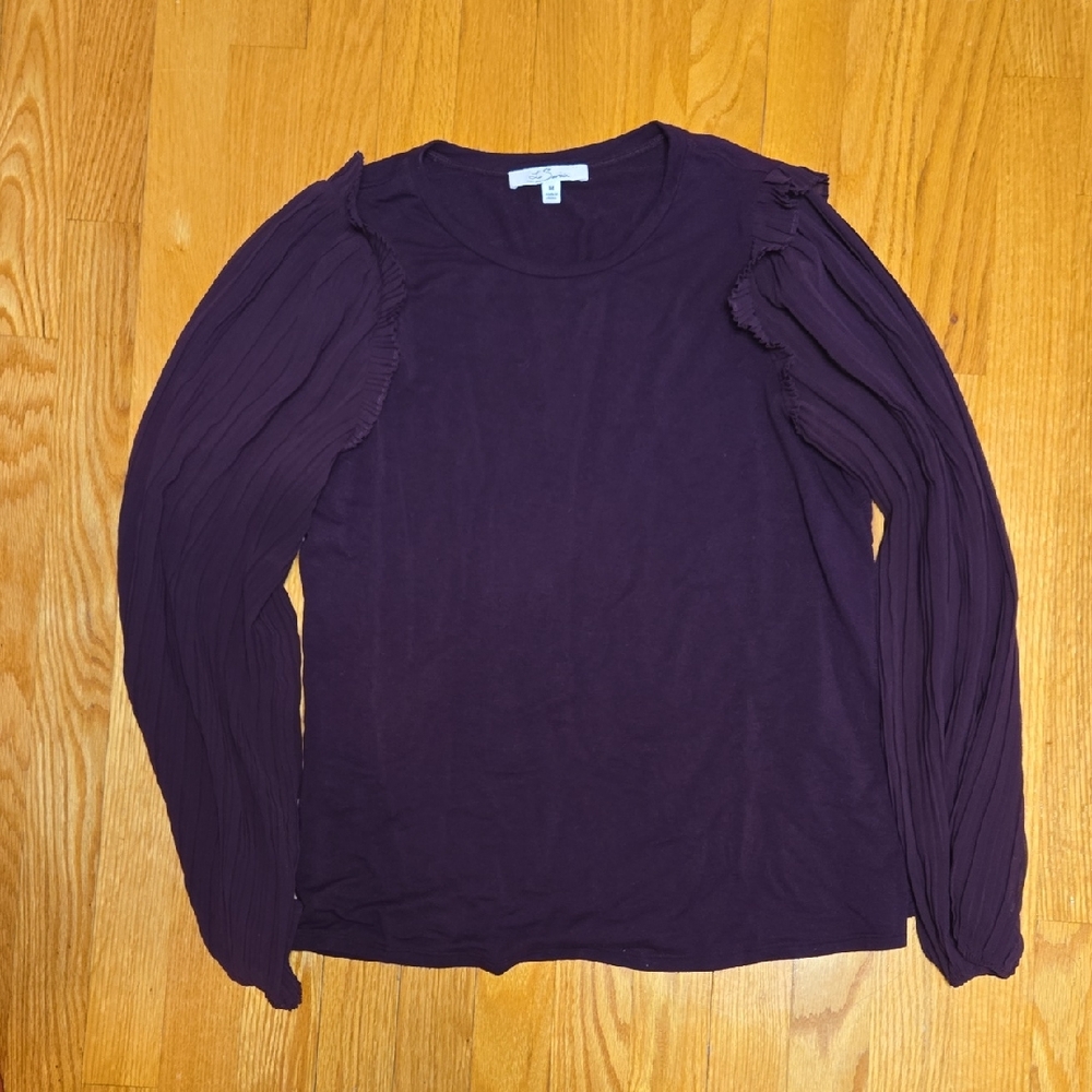 Elegant Women's Plum Blouse with Ruffled Sleeves